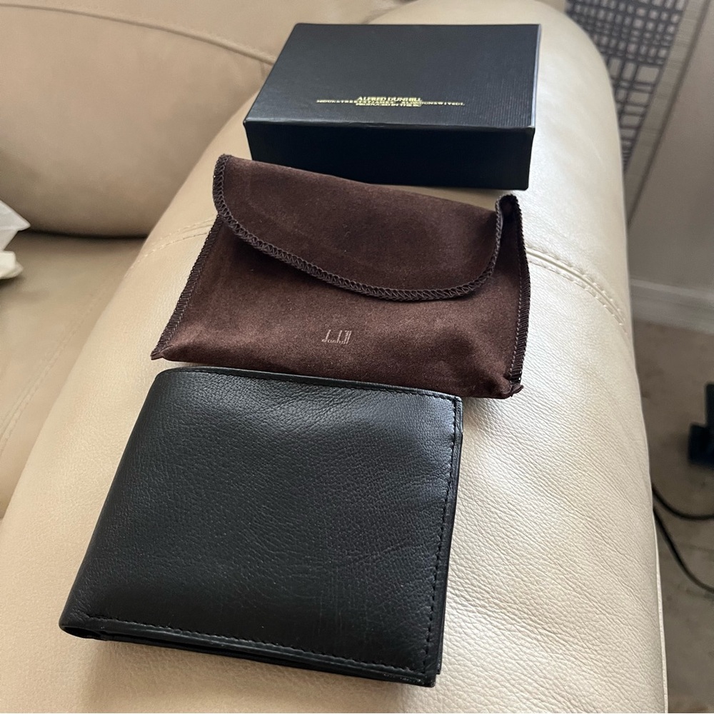 NWT Alfred Dunhill Men’s Minimalist Black Genuine Leather Credit Card Holder - Picture 11 of 11